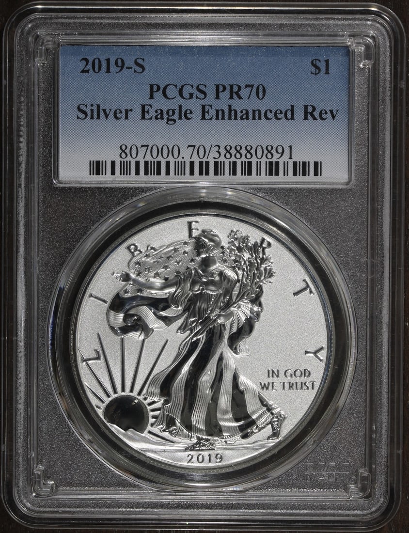 2019 Silver American Eagle Enhanced Reverse Proof PCGS PR70 (1 of 2)