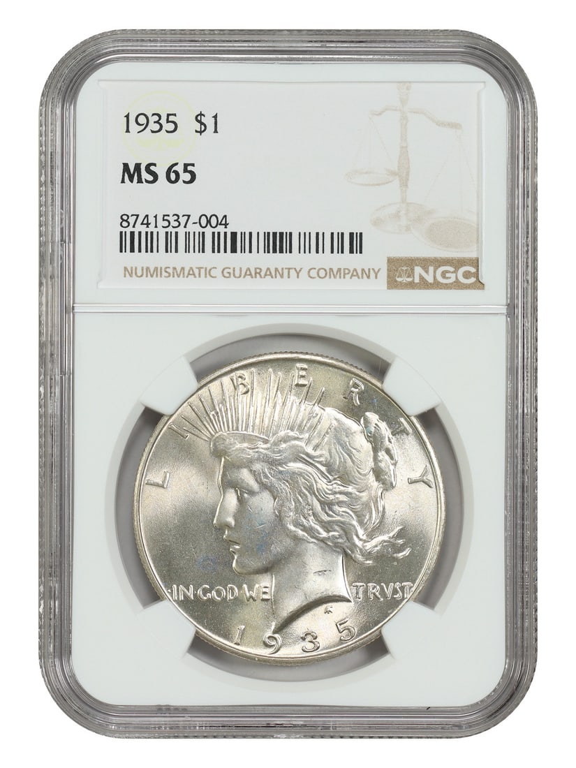 1935 Peace Dollar NGC MS65 Graded Uncirculated $1 Coin (1 of 4)