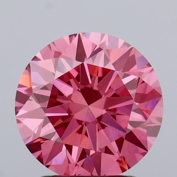 Ideal Loose Diamond - ROUND 2.07ct Fancy Vivid Pink VS1: Ideal Loose Diamond - ROUND 2.07ct Fancy Vivid Pink VS1 Source: This is a real non-mined Diamond that has been grown in a lab Shape: ROUND Carats: 2.07 Color: Fancy Vivid Pink Certification: IGI