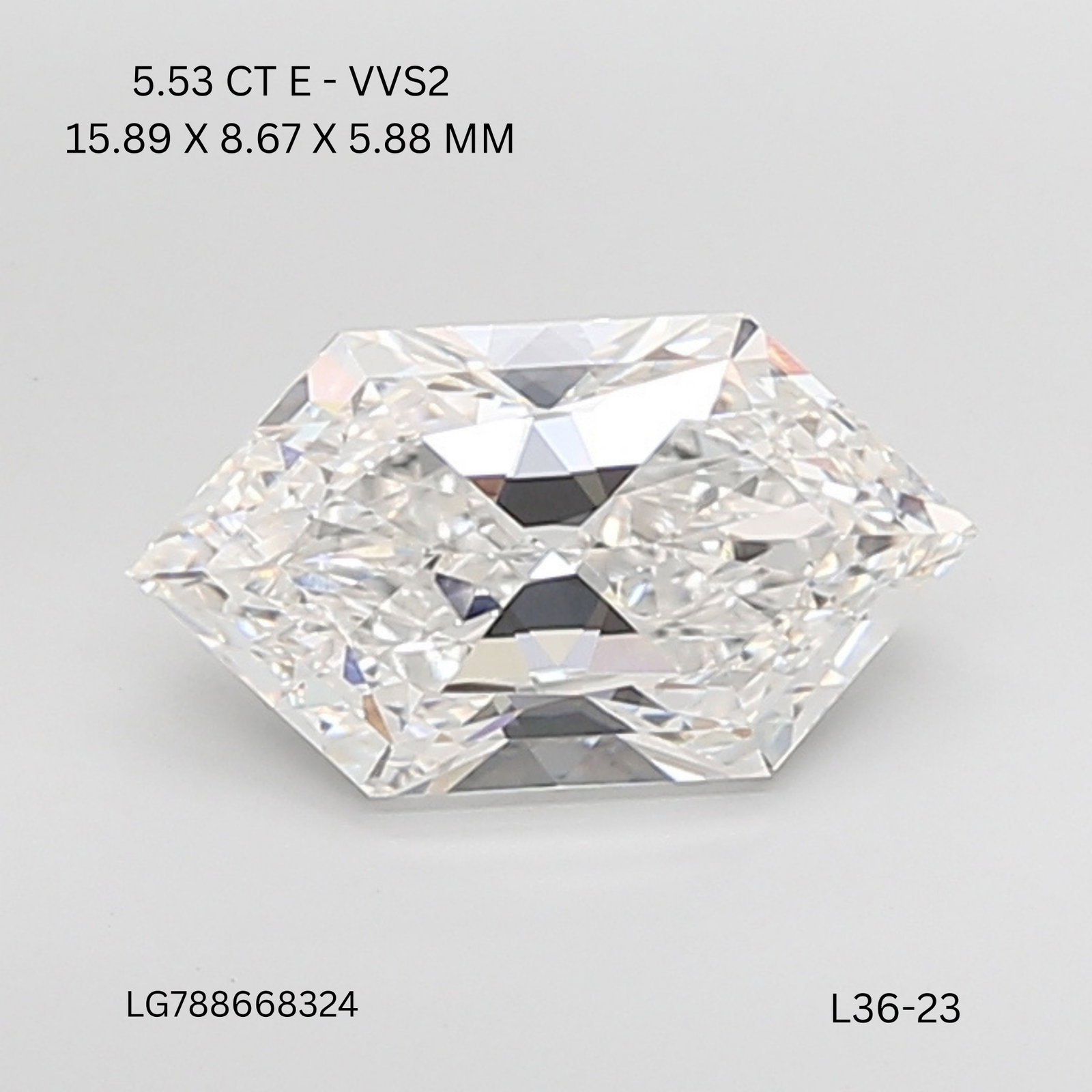 Loose Diamond - HEXAGONAL 5.53ct E VVS2 (1 of 1)