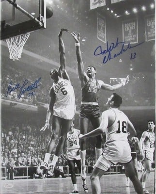 16x20 Black White Photo Wilt Chamberlain Bill Russell JSA Authenticated (1 of 5)
