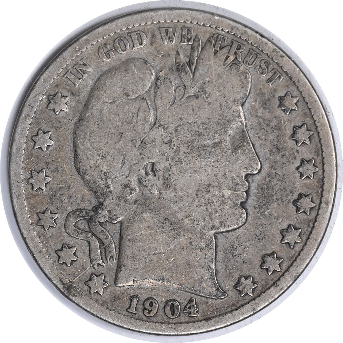 1904-S Barber Half Dollar 50C Uncertified 90% Silver Coin: 1904-S Barber Half Dollar 50C Uncertified 90% Silver Coin This 1904-S Barber Silver Half Dollar is a choice example of this classic coin. It features a design by Charles E. Barber and is composed of 9