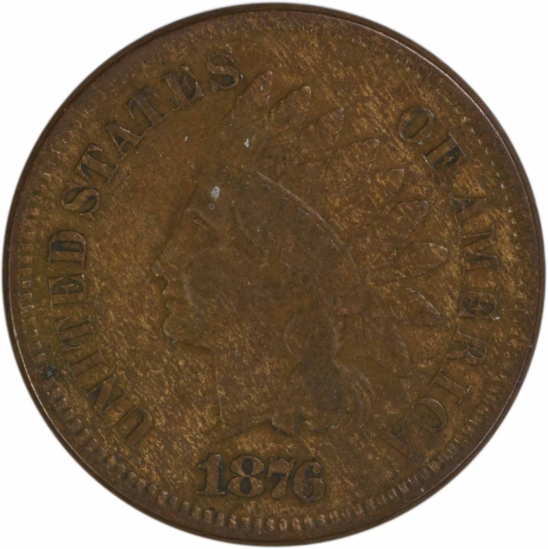 1876 Indian Head Small Cent VF Grade Uncertified Philadelphia Mint: 1876 Indian Head Small Cent VF Grade Uncertified Philadelphia Mint This 1876 Indian Head Cent is a circulated coin from the Philadelphia Mint, featuring a composition of 95% copper with 5% tin and zin