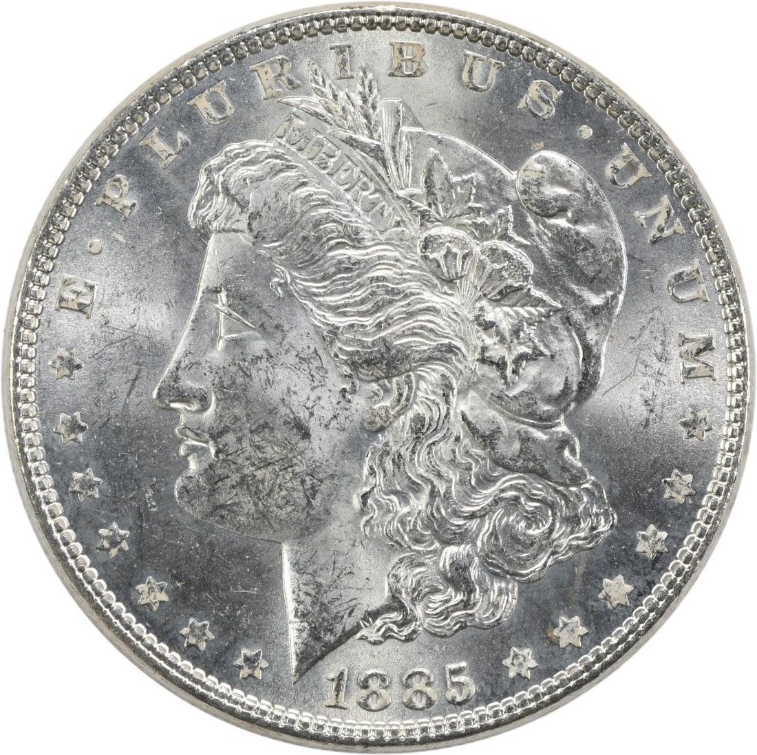 Uncirculated 1885 Morgan Dollar Silver Coin Brilliant Uncirculated Uncertified: Uncirculated 1885 Morgan Dollar Silver Coin Brilliant Uncirculated Uncertified This 1885 Morgan Silver Dollar is an uncirculated, pre-owned coin featuring a brilliant uncirculated (BU) grade. It is co