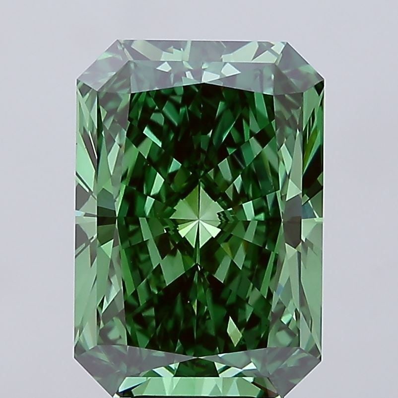 Loose Diamond - RADIANT 10.02ct Fancy Vivid Green VS1: Loose Diamond - RADIANT 10.02ct Fancy Vivid Green VS1 Source: This is a real non-mined Diamond that has been grown in a lab Shape: RADIANT Carats: 10.02 Color: Fancy Vivid Green Certification: IGI