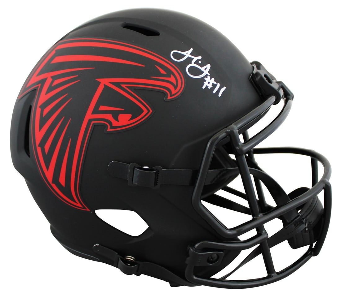 Julio Jones Signed Atlanta Falcons Eclipse Full Size Helmet BAS Authenticated: Julio Jones Signed Atlanta Falcons Eclipse Full Size Helmet BAS Authenticated This authentic full-size Eclipse Speed replica helmet has been personally signed by Julio Jones, the star wide receiver