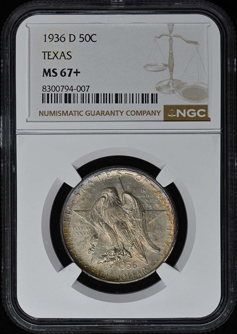 1936-D Texas Silver Commemorative Half Dollar NGC MS67+ (1 of 4)