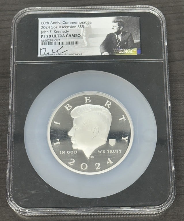 NGC PF70 Ultra Cameo 5 oz Silver Kennedy Ascension Proof Coin (1 of 2)