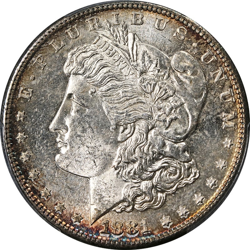 PCGS MS63 1881-S Morgan Dollar with Attractive Toning (1 of 4)