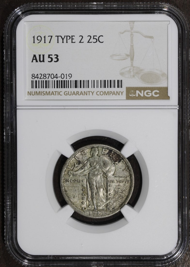NGC AU53 1917 Standing Liberty Quarter 25C Type 2 Silver (1 of 4)