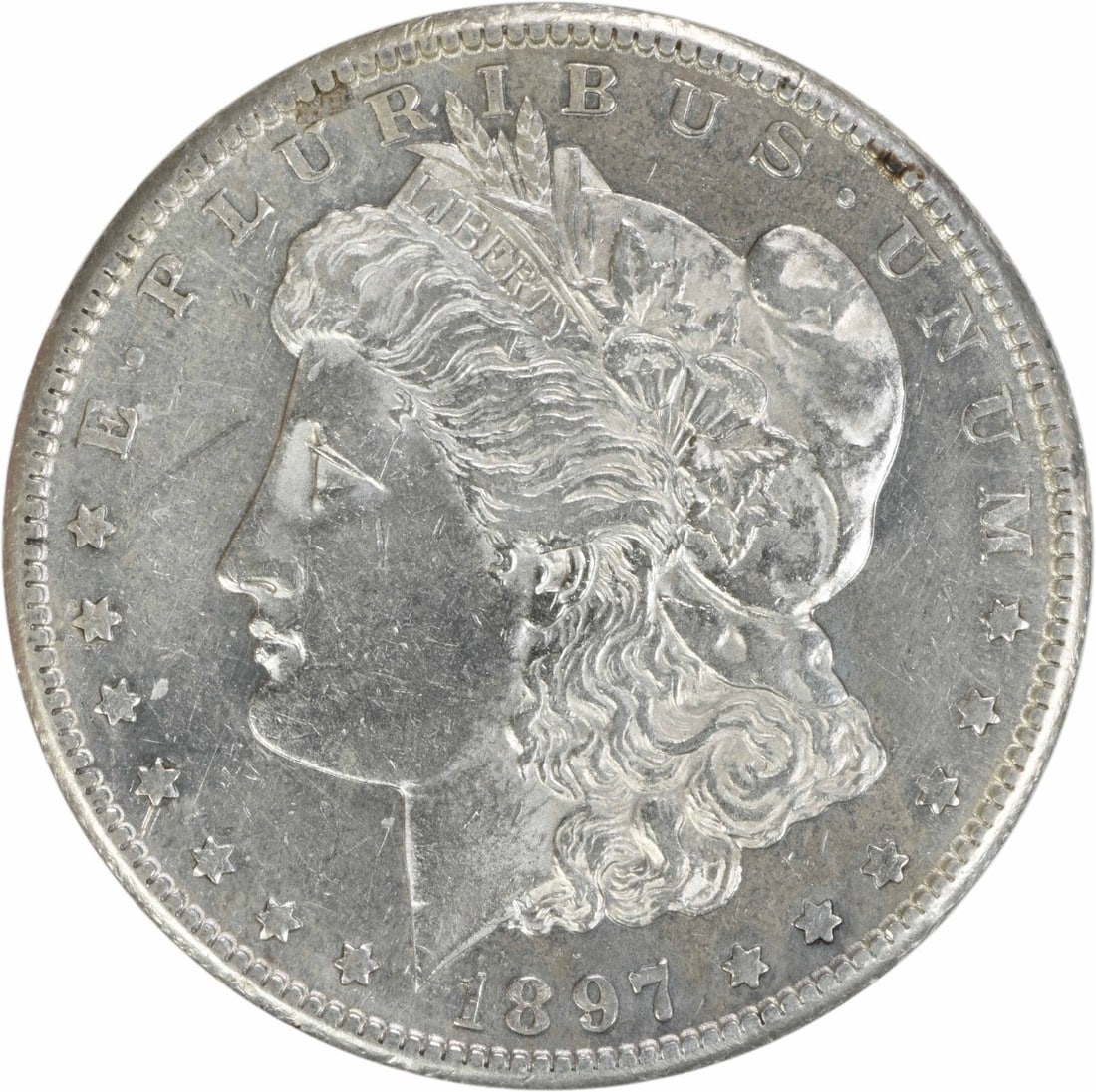 1897-S Morgan Silver Dollar Uncertified AU San Francisco Coin: 1897-S Morgan Silver Dollar Uncertified AU San Francisco Coin This 1897-S Morgan Silver Dollar features a beautiful design by George T. Morgan and is a noteworthy addition to any collection. The coin 
