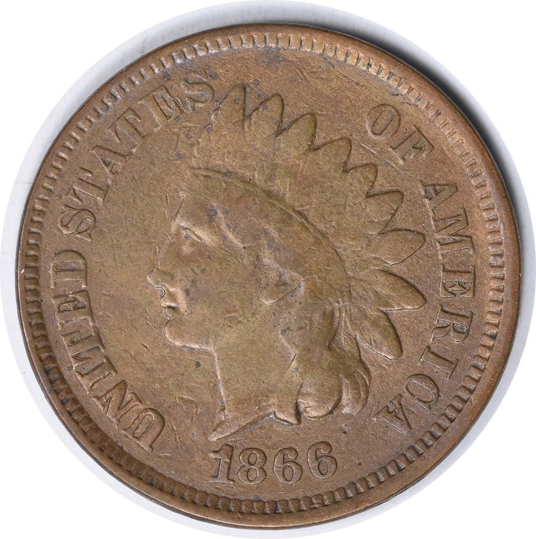1866 Indian Head Cent S-13 VG Uncertified 19mm Copper Coin: 1866 Indian Head Cent S-13 VG Uncertified 19mm Copper Coin This 1866 Indian Cent is an excellent addition for coin collectors. It features a design by James Barton Longacre and has a mintage of 9,826,