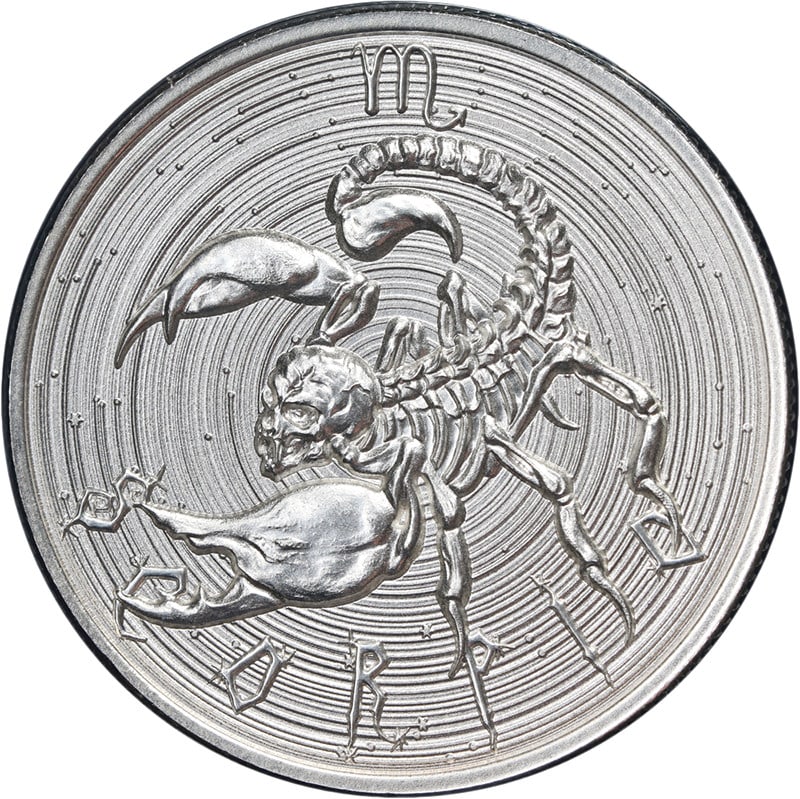 1 Ounce Silver Scorpio Zodiac High Relief Coin Intaglio Mint (1 of 2)