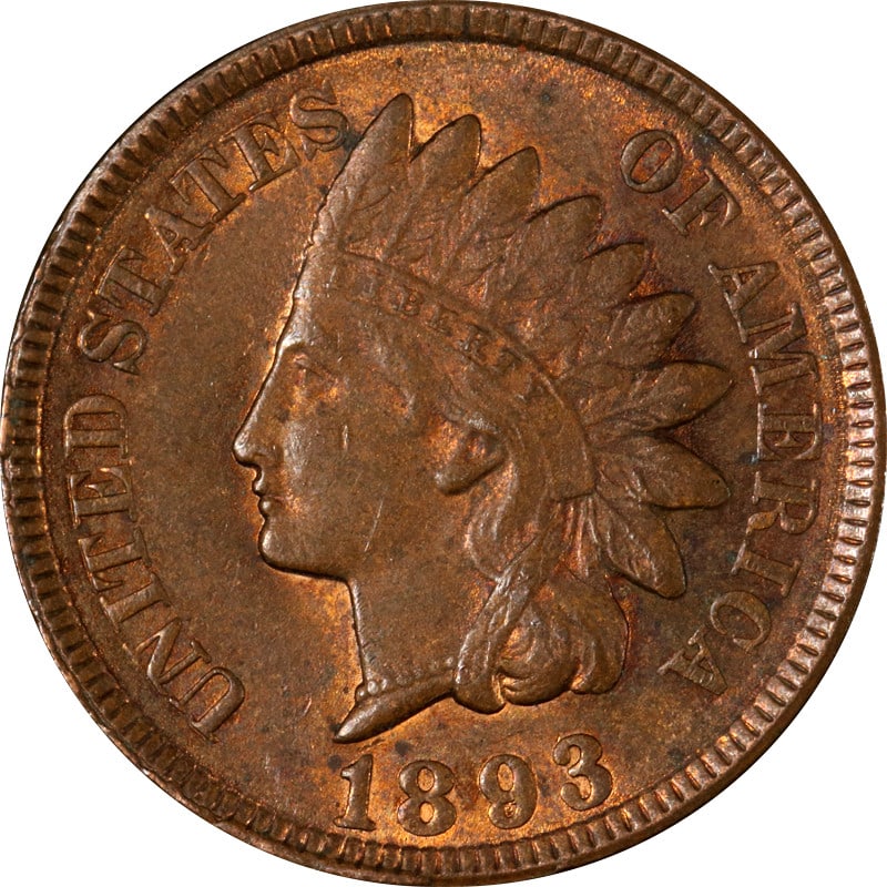 1893 Copper United States Indian Head Cent Circulated (1 of 2)