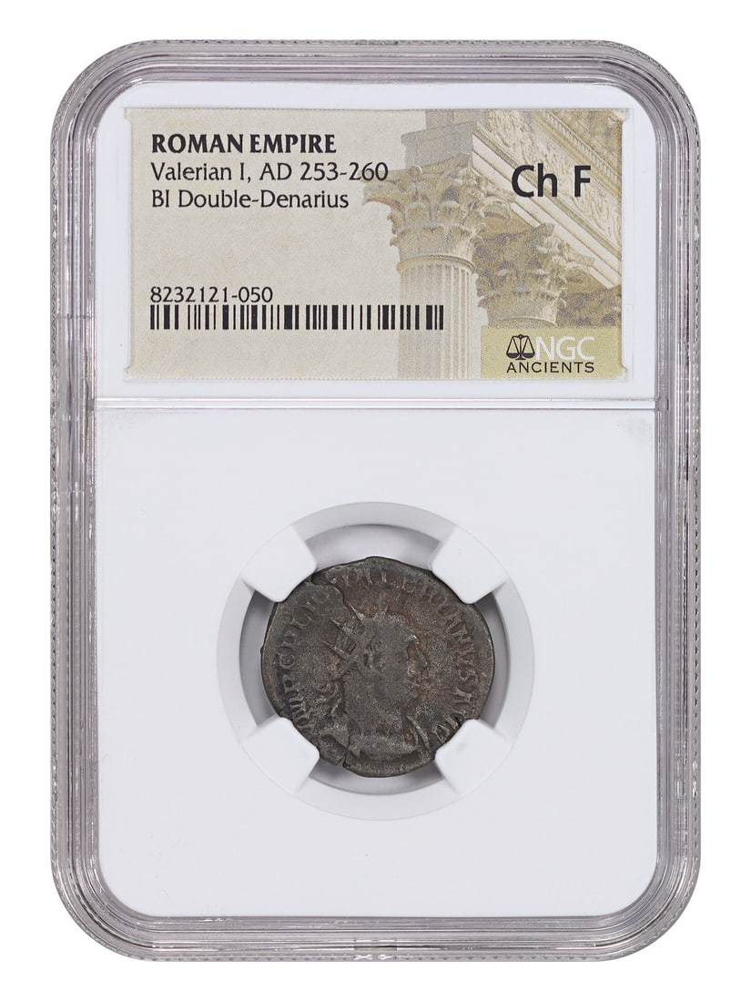 Valeriann I Ancient Roman AR Double Denarius NGC Ch Fine: Valeriann I Ancient Roman AR Double Denarius NGC Ch Fine This ancient Roman AR Double-Denarius was issued under the reign of Valerian I (AD 253-260). A tangible artifact from the era of the Roman Empi