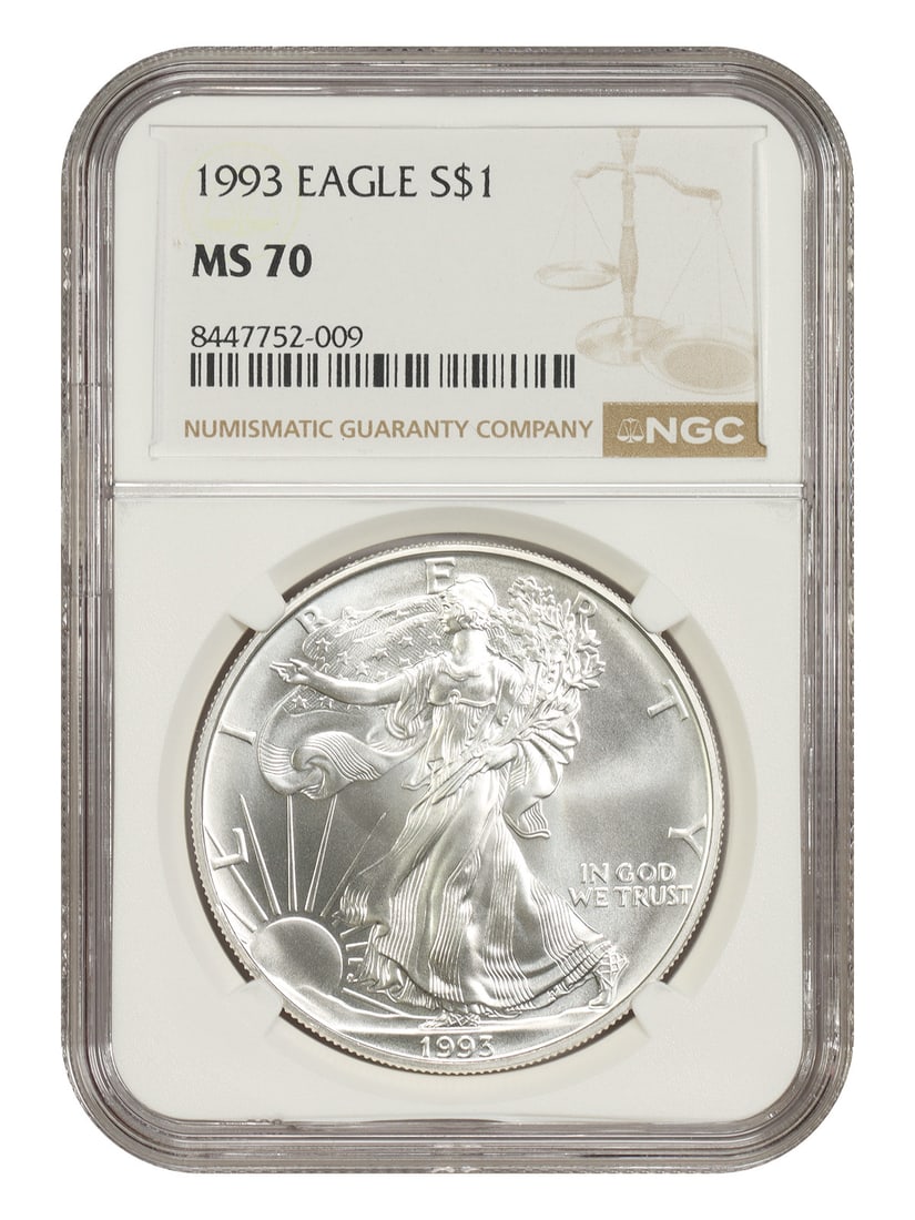 NGC MS70 1993 Silver Eagle $1 Bullion Coin (1 of 4)