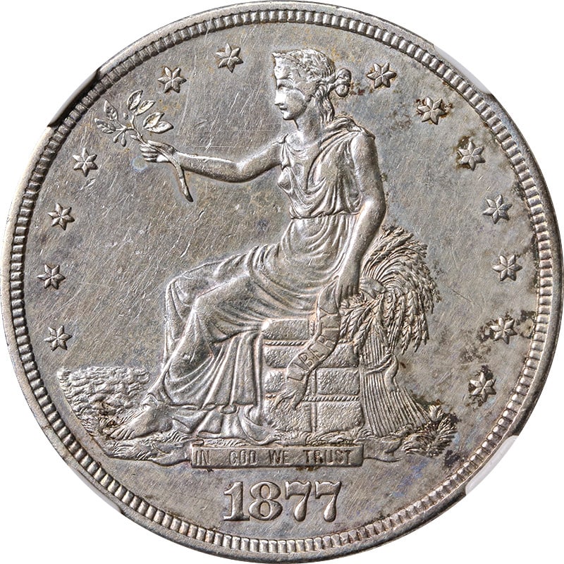 1877-S Trade Dollar NGC AU Details Silver Coin Nice Strike: 1877-S Trade Dollar NGC AU Details Silver Coin Nice Strike This 1877-S Trade Dollar offers decent eye appeal and features a nice strike, showcasing its historical significance and craftsmanship. The c