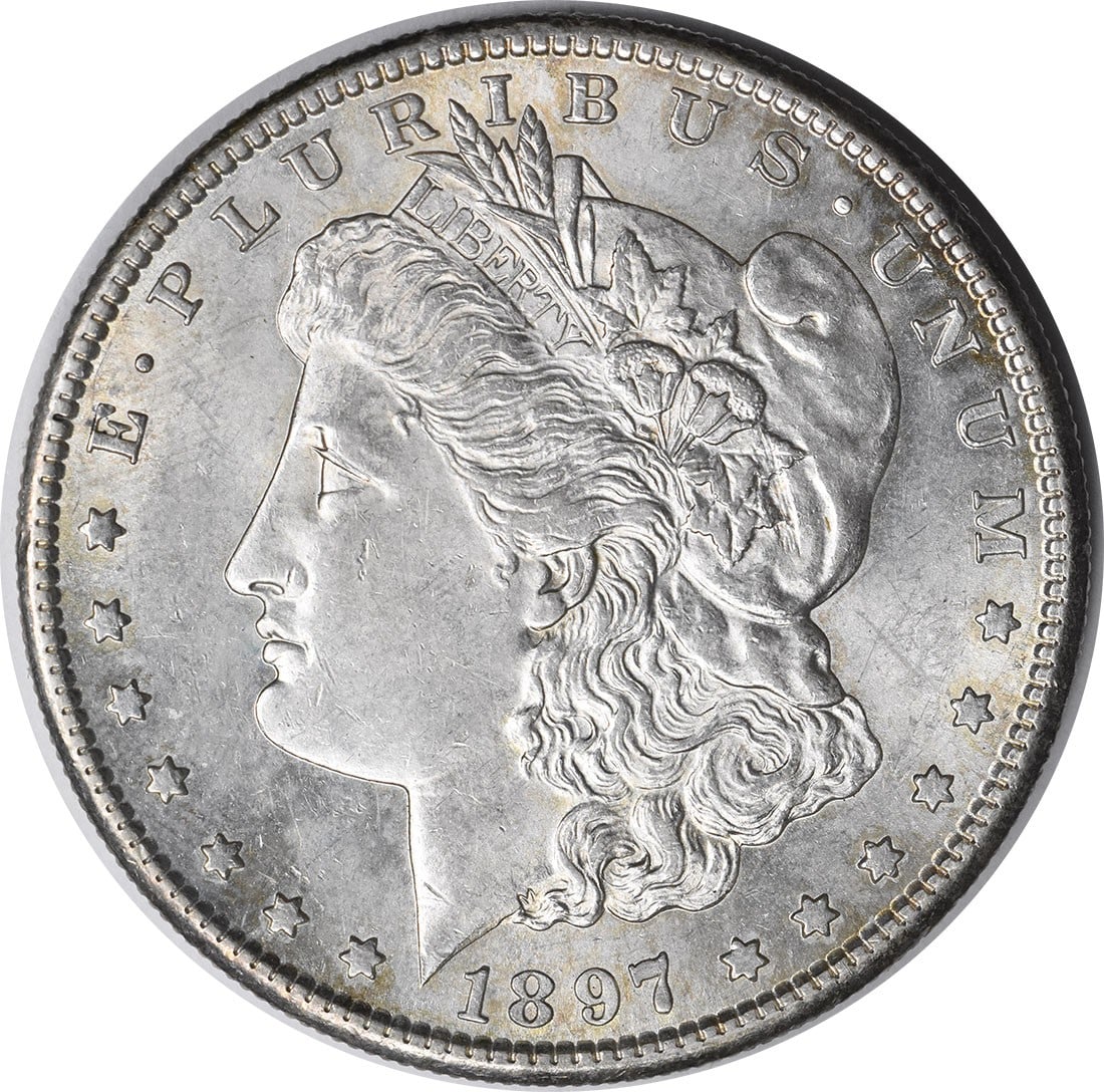 Uncirculated 1897 S Morgan Silver Dollar Brilliant Uncirculated Uncertified: Uncirculated 1897 S Morgan Silver Dollar Brilliant Uncirculated Uncertified This 1897-S Morgan Silver Dollar is an uncirculated example from the San Francisco Mint. Composed of silver and graded as Br
