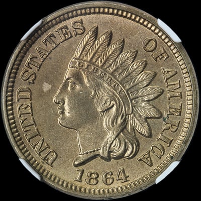 1864 Indian Cent Copper Nickel NGC MS65 FS-104 (1 of 5)