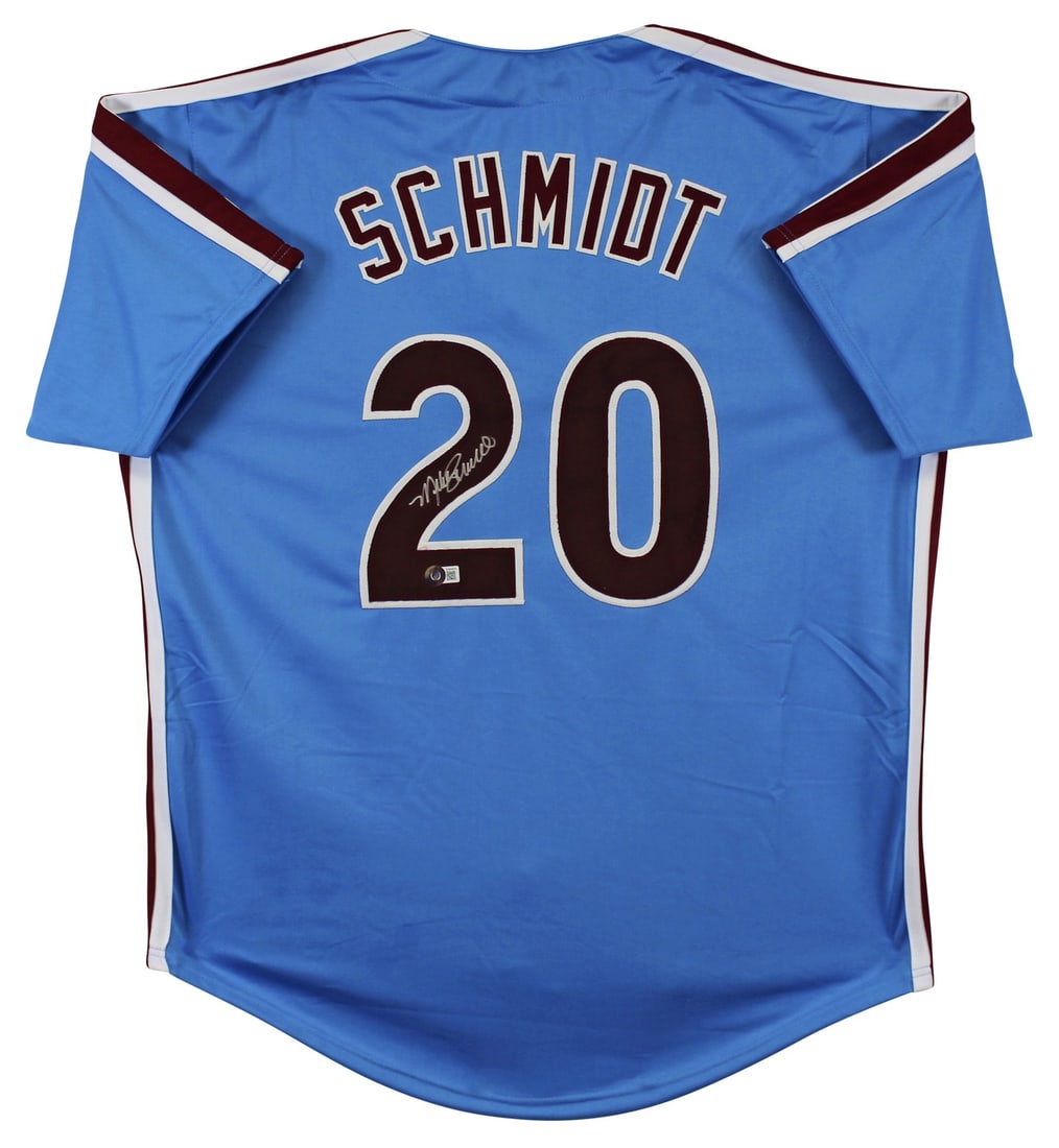 Mike Schmidt Philadelphia Phillies Signed Light Blue Jersey Beckett Authenticated (1 of 3)