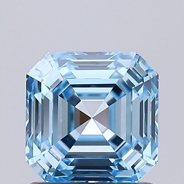 Loose Diamond - ASSCHER 1.05ct Fancy Vivid Blue IF: Loose Diamond - ASSCHER 1.05ct Fancy Vivid Blue IF Source: This is a real non-mined Diamond that has been grown in a lab Shape: ASSCHER Carats: 1.05 Color: Fancy Vivid Blue Certification: IGI Video: