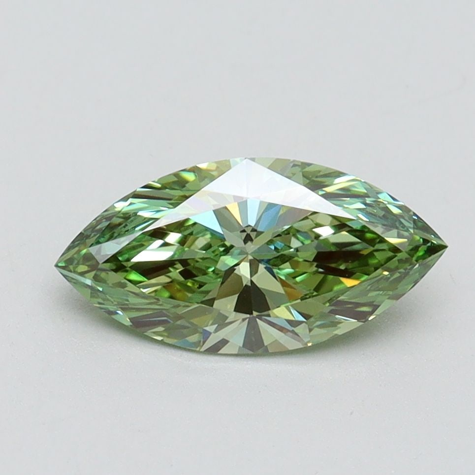 Loose Diamond - MARQUISE 1.09ct Fancy Vivid Green VVS2: Loose Diamond - MARQUISE 1.09ct Fancy Vivid Green VVS2 Source: This is a real non-mined Diamond that has been grown in a lab Shape: MARQUISE Carats: 1.09 Color: Fancy Vivid Green Certification: IGI
