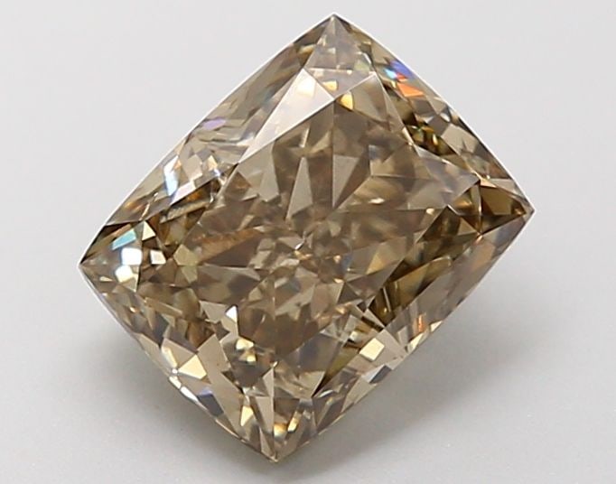 Loose Diamond - CUSHION BRILLIANT 2.03ct Fancy Vivid Brown VS1: Loose Diamond - CUSHION BRILLIANT 2.03ct Fancy Vivid Brown VS1 Source: This is a real non-mined Diamond that has been grown in a lab Shape: CUSHION BRILLIANT Carats: 2.03 Color: Fancy Vivid Brown