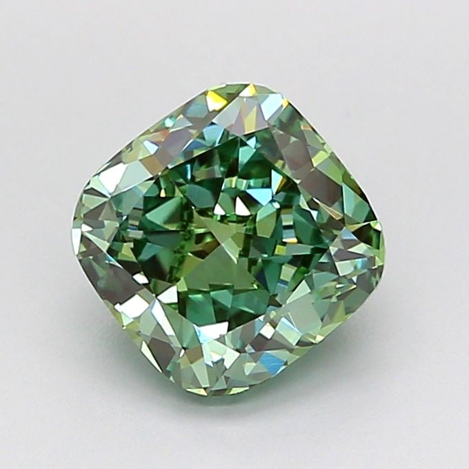 Loose Diamond - CUSHION MODIFIED 1.63ct Fancy Vivid Green VVS2: Loose Diamond - CUSHION MODIFIED 1.63ct Fancy Vivid Green VVS2 Source: This is a real non-mined Diamond that has been grown in a lab Shape: CUSHION MODIFIED Carats: 1.63 Color: Fancy Vivid Green Certi