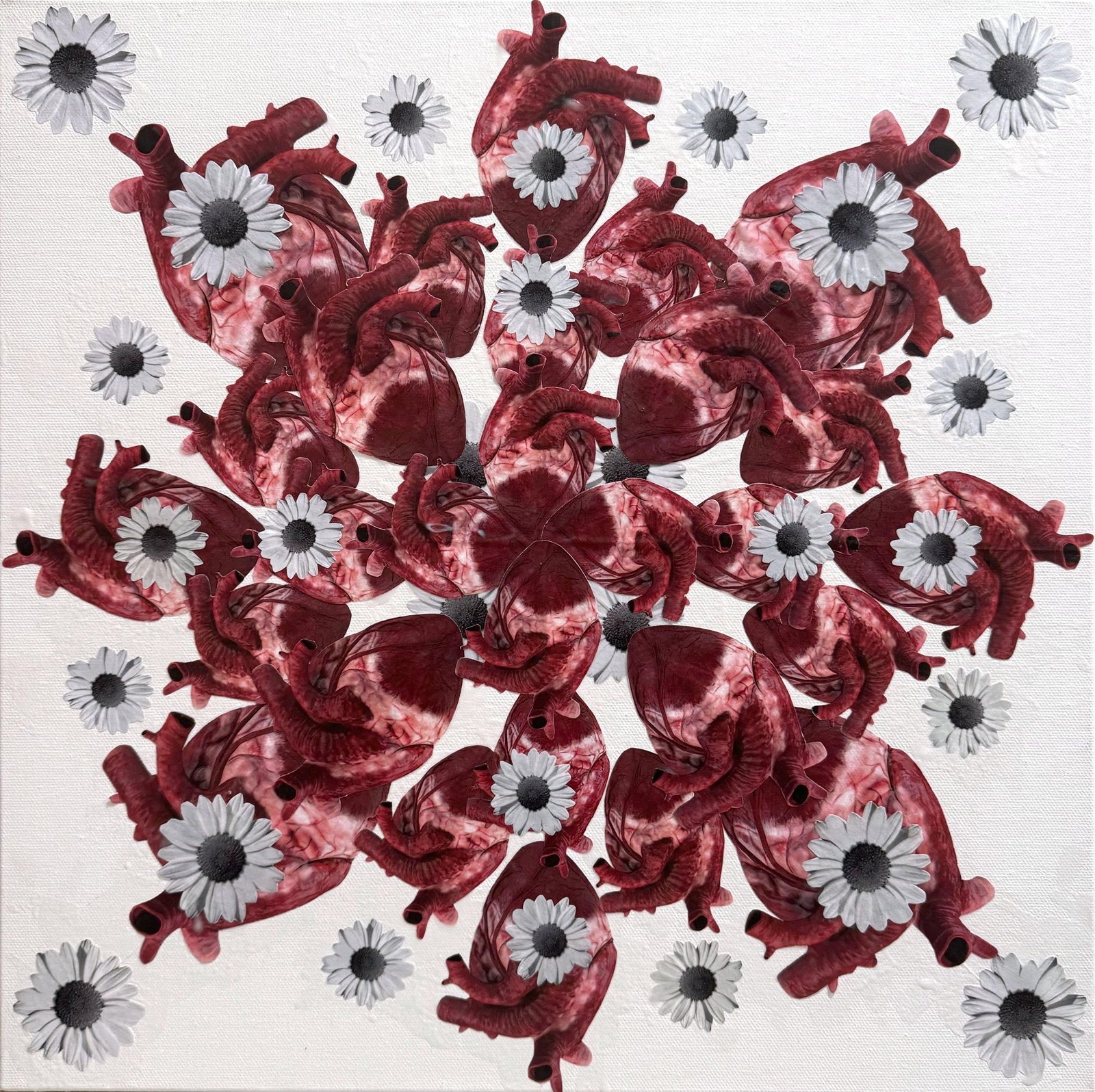 Tetiana Kalivoshko Heart Mandala #3 Mixed Media Art 16x16 Spring War Collection (1 of 4)