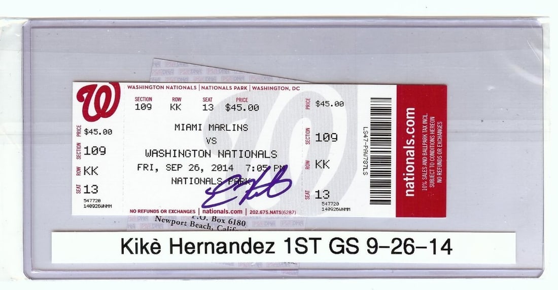 Kike Hernandez Signed Ticket Stub Dodgers 1st Grand Slam PSA/DNA (1 of 2)