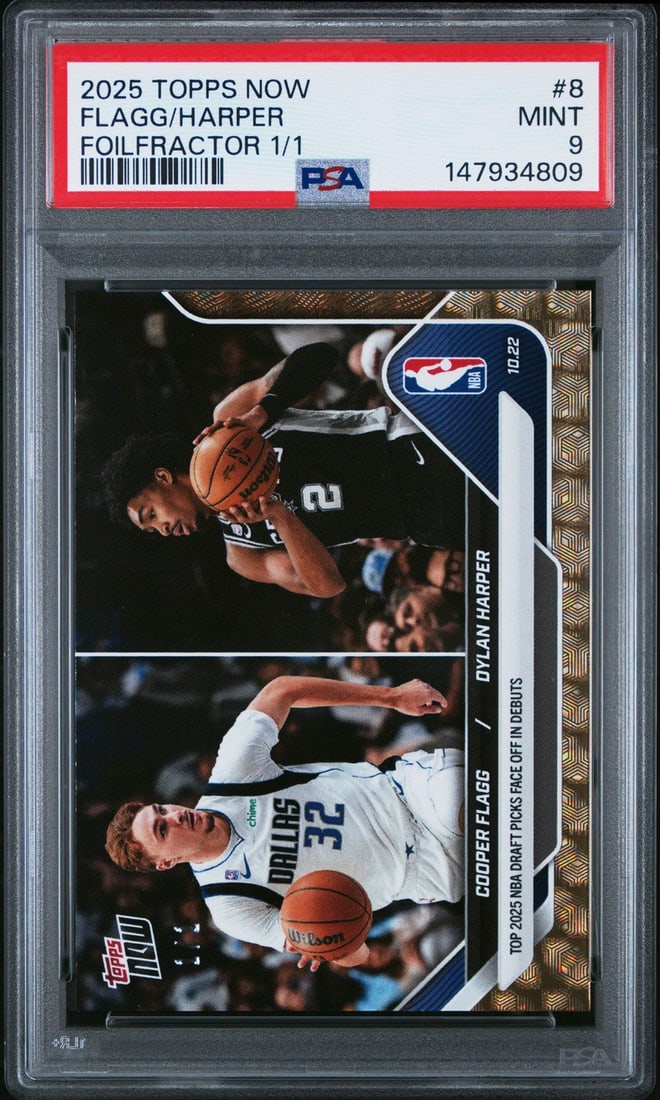 PSA 9 Topps Now 2025 FoilFractor #8 Cooper Flagg Dylan Harper Rookie 1 of 1 (1 of 2)