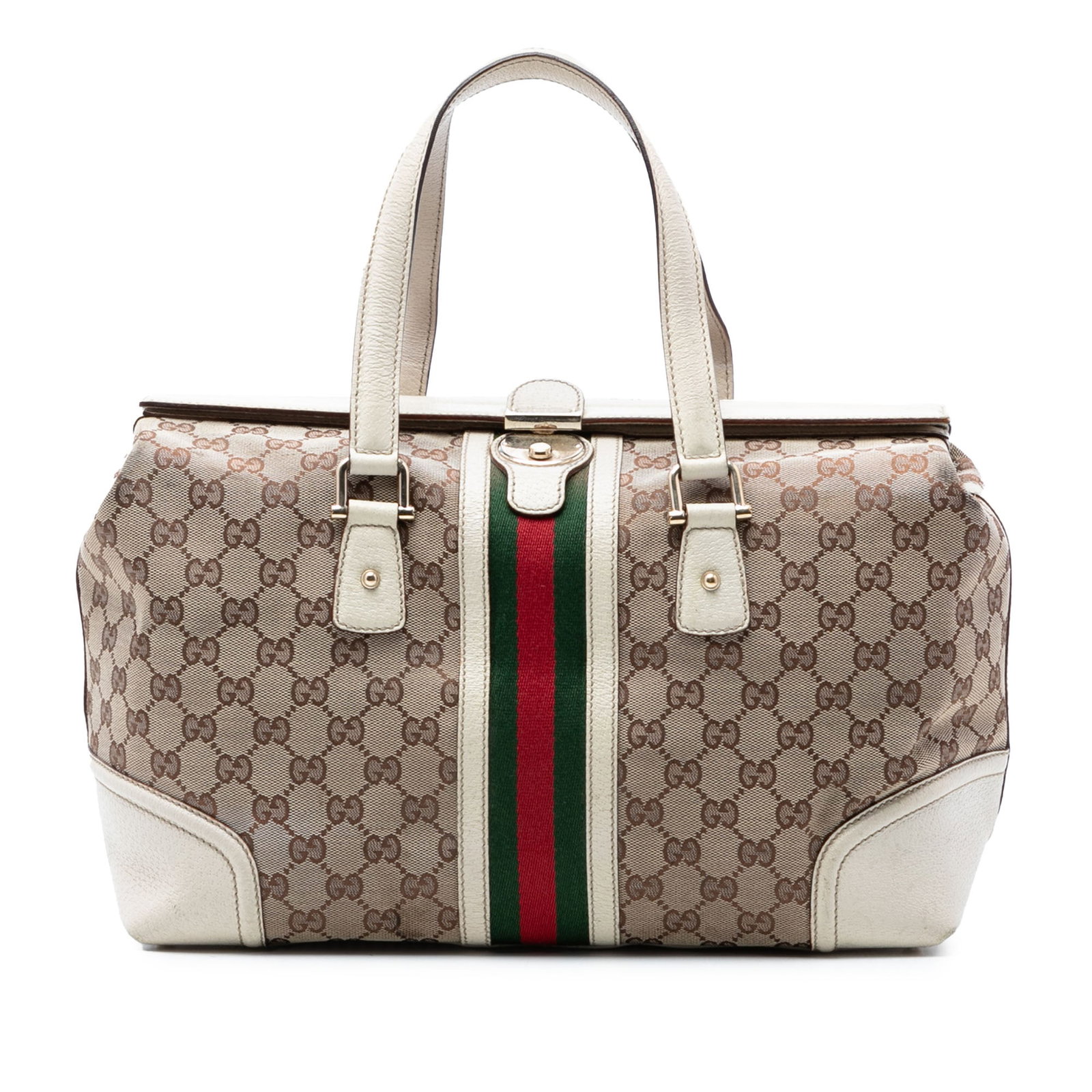 Gucci Treasure Boston Canvas Bag with Leather Trim (1 of 7)