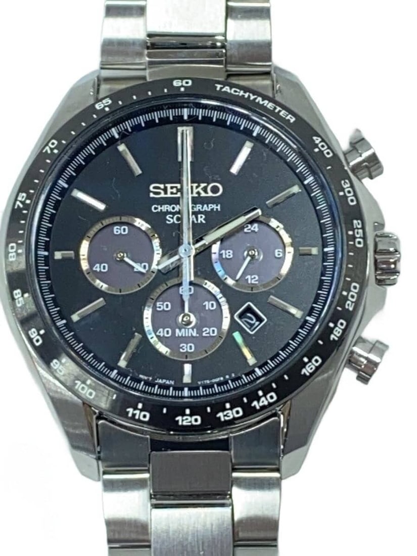 SEIKO V175-0FA0 Solar Chronograph Stainless Steel Men's Wristwatch (1 of 6)