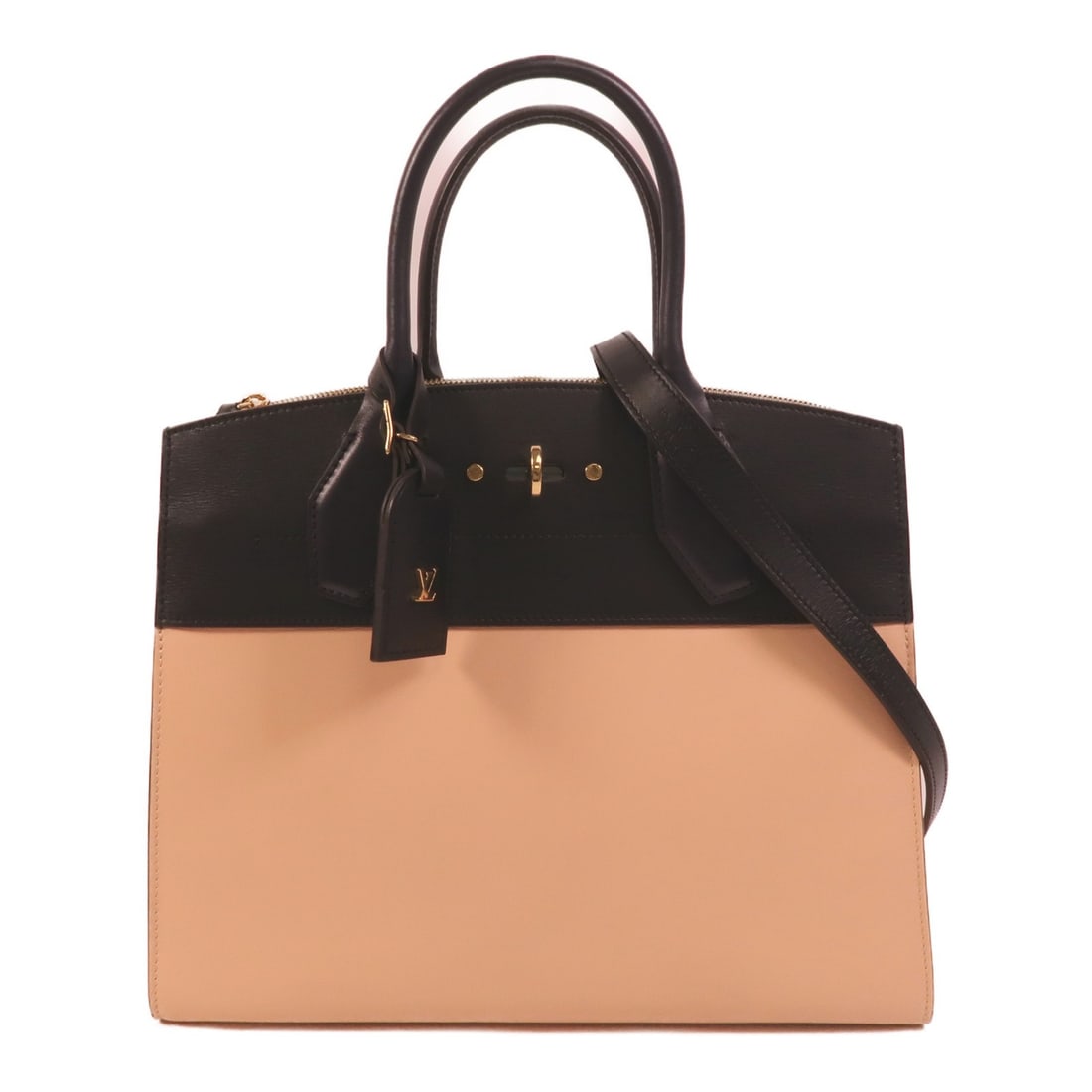Louis Vuitton City Steamer MM leather 2way shoulder bag GHW M51036: Louis Vuitton City Steamer MM leather 2way shoulder bag GHW M51036 This Louis Vuitton City Steamer MM is a versatile 2-way shoulder bag crafted from black leather. Designed for women, it features both