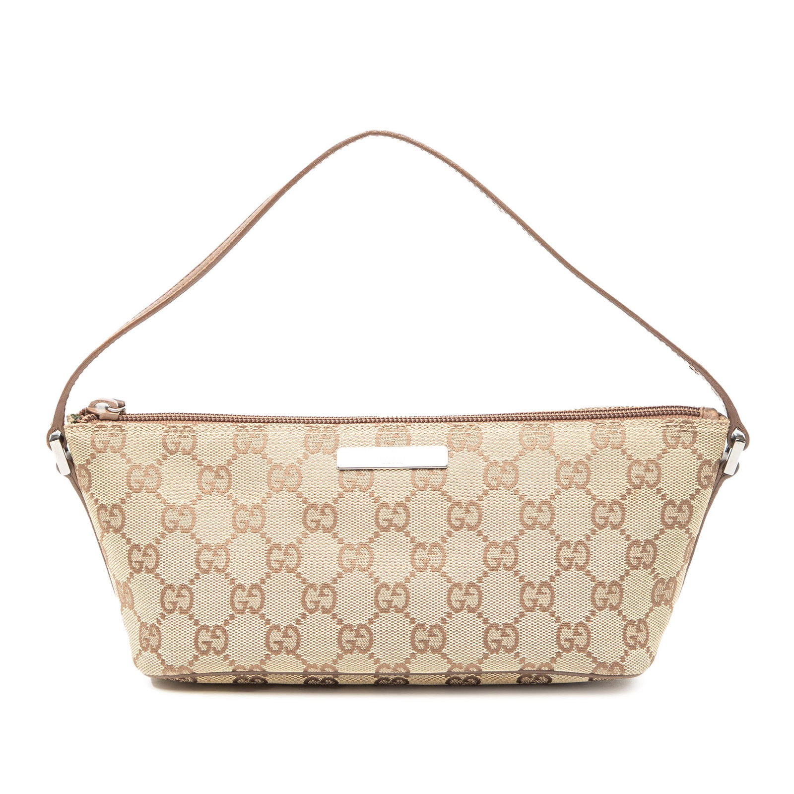 Gucci GG Canvas beige shoulder bag with leather trim (1 of 7)