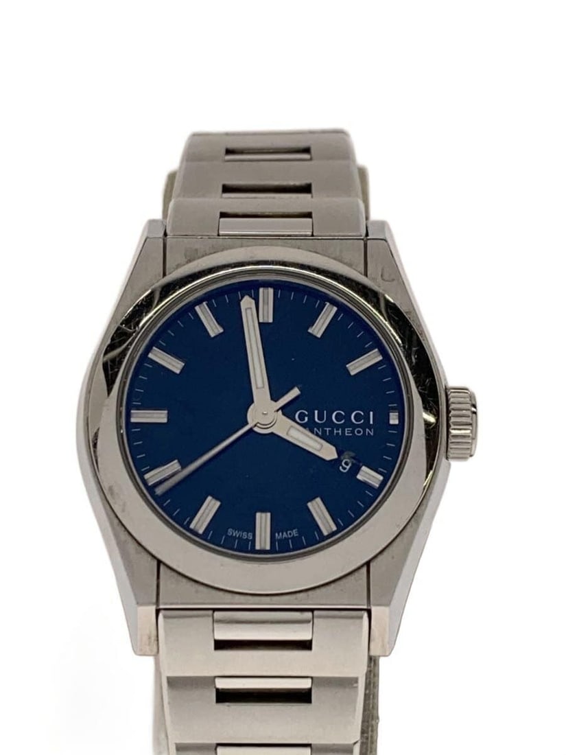 Gucci Pantheon Black Dial Stainless Steel Quartz Womens Wristwatch: Gucci Pantheon Black Dial Stainless Steel Quartz Womens Wristwatch This GUCCI Pantheon Quartz Women's Watch features a sophisticated design with a stainless steel and carbon construction in black. Mad