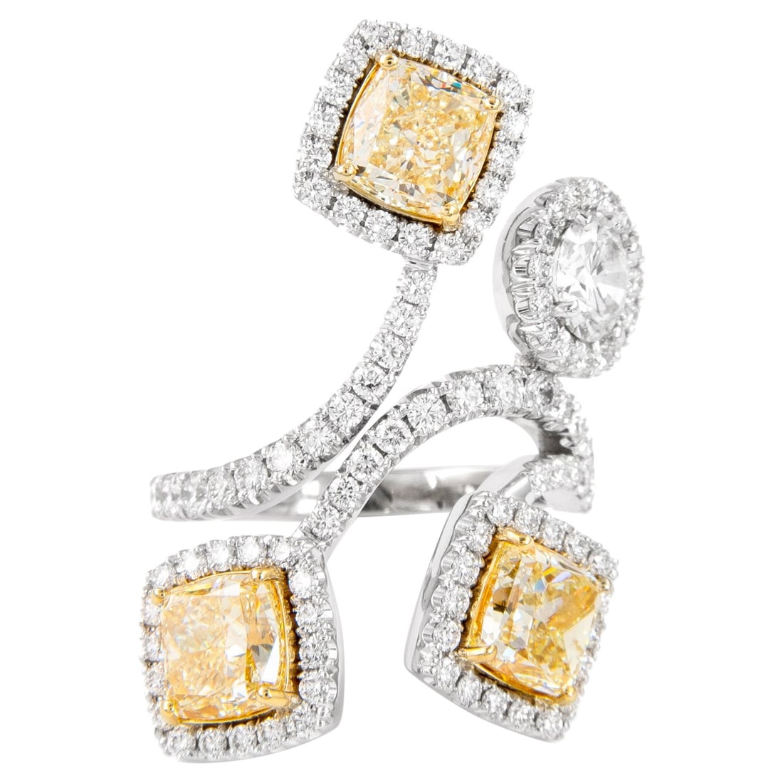 7.03ct Yellow YZ Diamond Cocktail Ring 18k Gold GIA Certified: 7.03ct Yellow YZ Diamond Cocktail Ring 18k Gold GIA Certified This exquisite cocktail ring features a stunning 7.03 ct yellow YZ diamond, elegantly set in 18k gold. The modern design showcases three G
