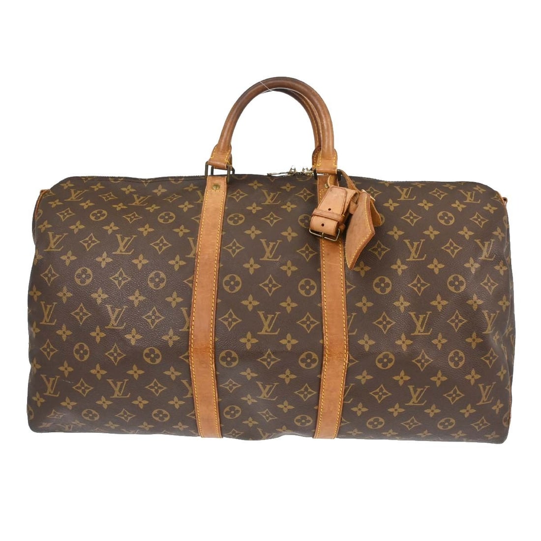 Louis Vuitton Keepall Bandouliere 55 Monogram Duffle Bag: Louis Vuitton Keepall Bandouliere 55 Monogram Duffle Bag This is a vintage Louis Vuitton Keepall Bandouliere 55 duffle bag in the classic Monogram canvas. Designed for travel, it features double beige