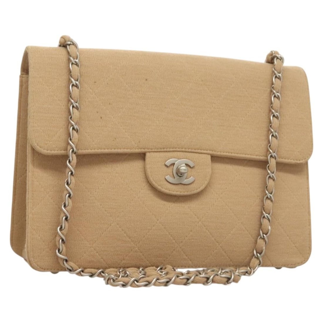 Chanel Matelasse shoulder bag cotton beige: Chanel Matelasse shoulder bag cotton beige This Chanel Matelasse Chain Shoulder Bag is crafted from beige cotton and features the iconic quilted design. Designed for women, the bag includes a chain sh