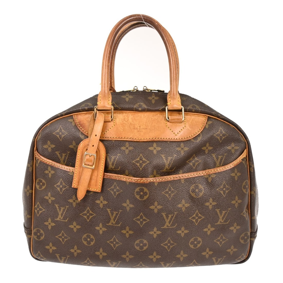 Louis Vuitton Deauville Monogram Canvas Bowling Handbag M42270: Louis Vuitton Deauville Monogram Canvas Bowling Handbag M42270 This vintage Louis Vuitton Deauville Bowling Vanity handbag features the iconic monogram canvas leather exterior with beige double handle