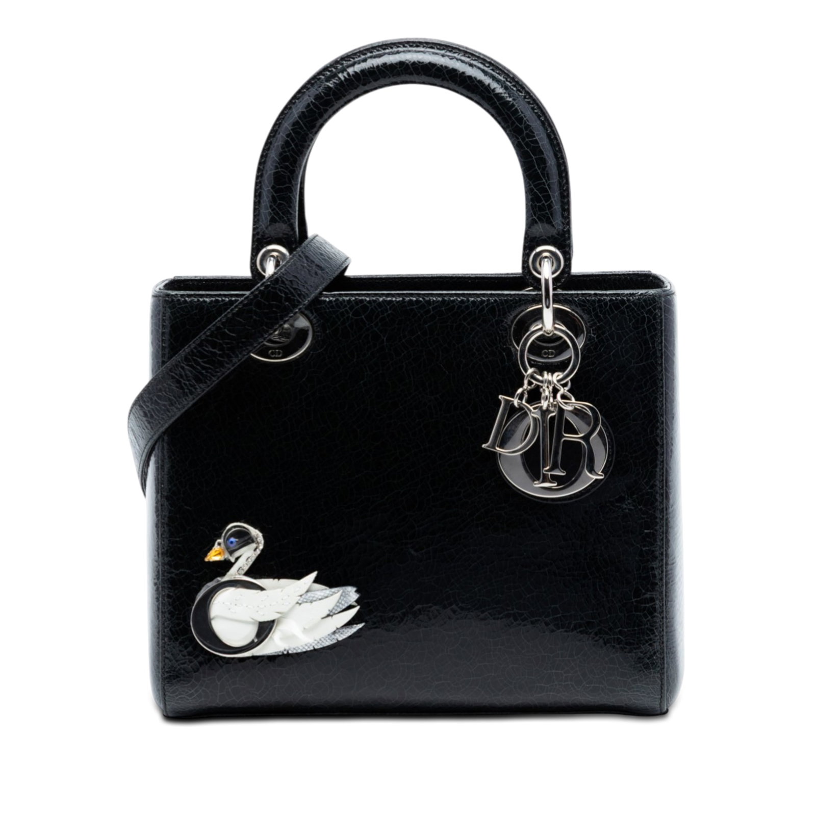 Dior Lady Jeweled Swan Medium Black Leather Bag (1 of 8)