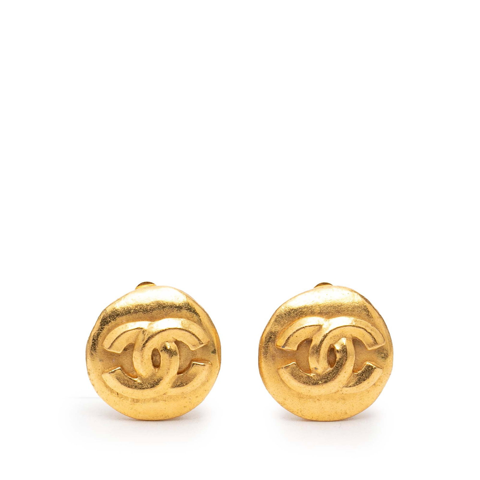 Chanel CC Gold Plated Round Clip On Earrings (1 of 3)