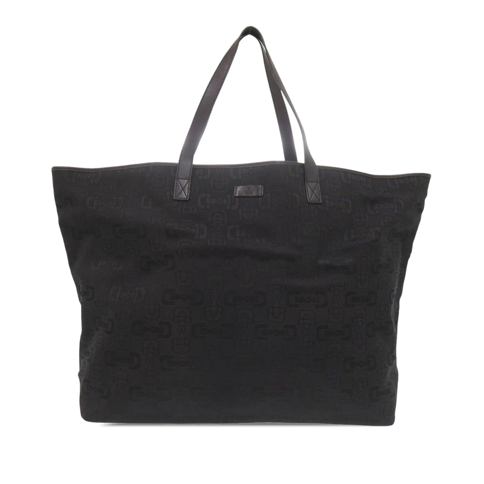 Gucci Horsebit Canvas Tote Bag Black Leather Trim: Gucci Horsebit Canvas Tote Bag Black Leather Trim This Gucci Large Horsebit Canvas Tote features a canvas body with leather trim, flat leather straps, an open top, and an interior zip pocket. The tote