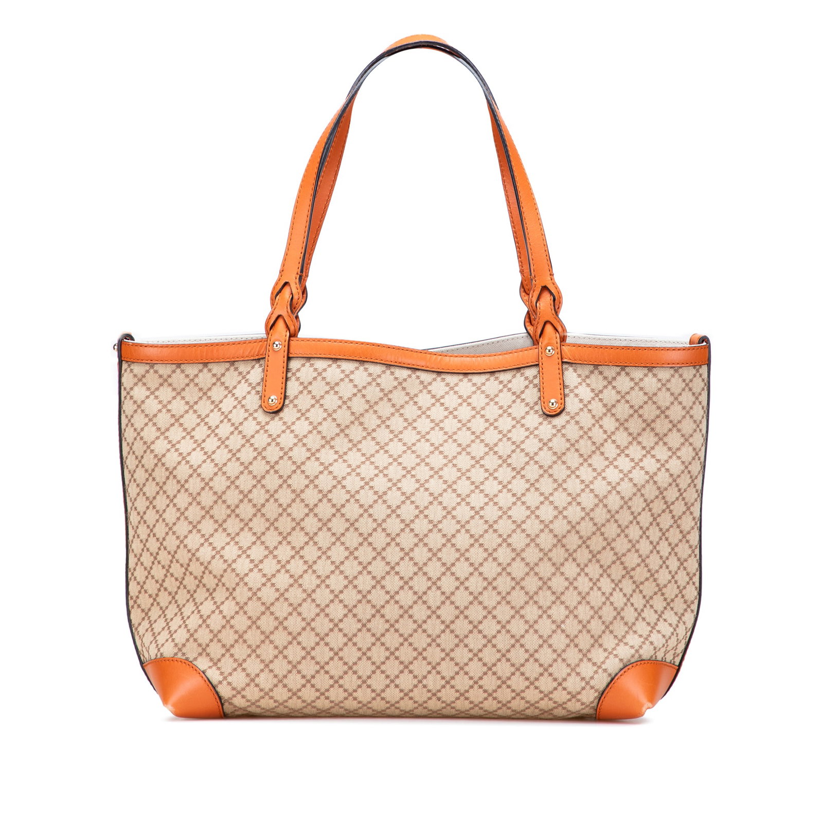 Gucci Medium Diamante Canvas Craft Tote Bag Brown Italy: Gucci Medium Diamante Canvas Craft Tote Bag Brown Italy Introducing the Gucci Medium Diamante Canvas Craft Tote, a stylish and functional accessory crafted from durable canvas with luxurious leather t