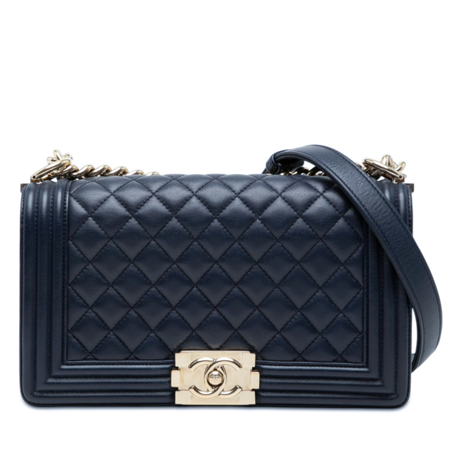 Chanel Boy Flap Black Quilted Lambskin Gold Chain Bag (1 of 8)