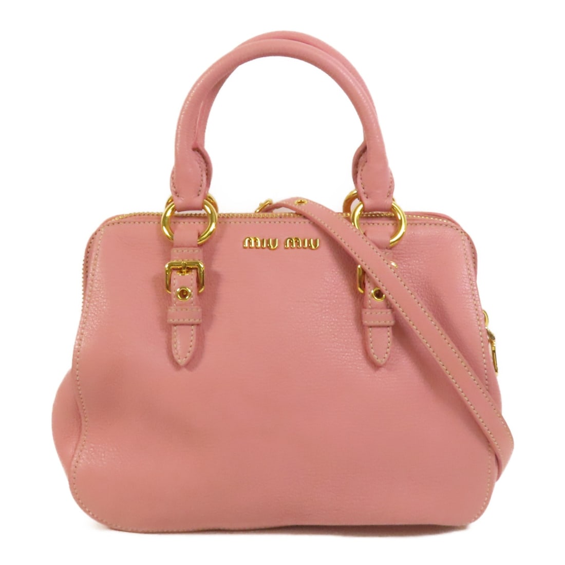 Miu Miu Pink Calfskin 2 Way Shoulder Bag GHW: Miu Miu Pink Calfskin 2 Way Shoulder Bag GHW This Miu Miu 2-way shoulder bag is crafted from pink calfskin leather, offering both style and versatility. Designed for women, it features a practical siz