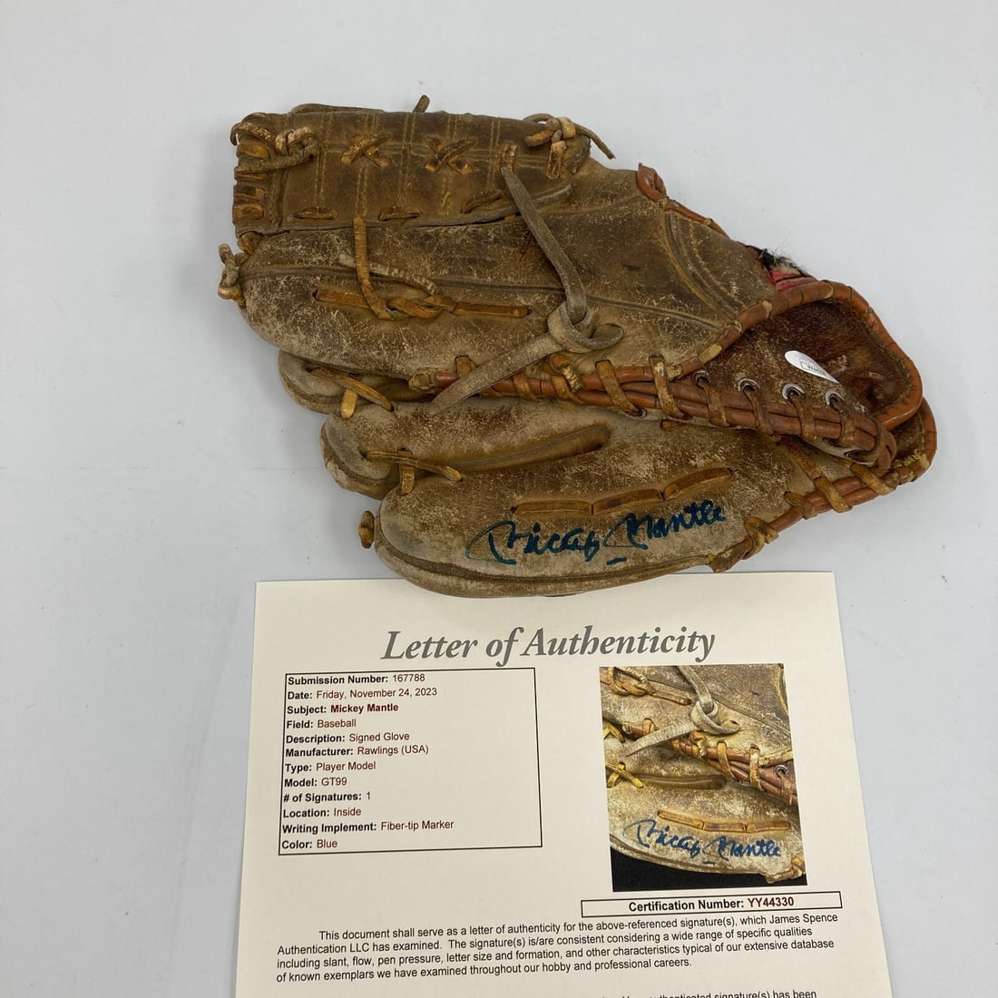 Mickey Mantle Signed 1950s Rawlings Baseball Glove JSA Authenticated (1 of 9)