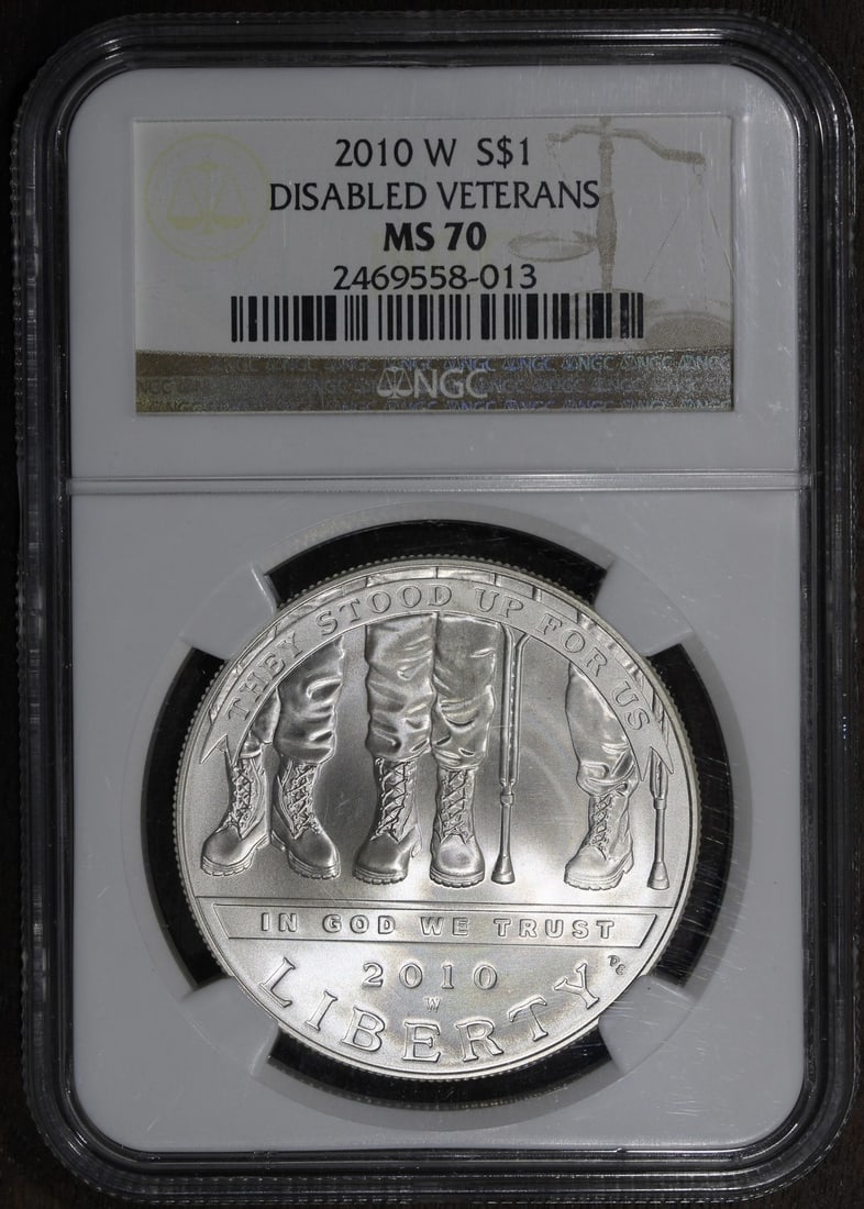 NGC MS70 2010-W Disabled Veterans Silver Dollar (1 of 2)
