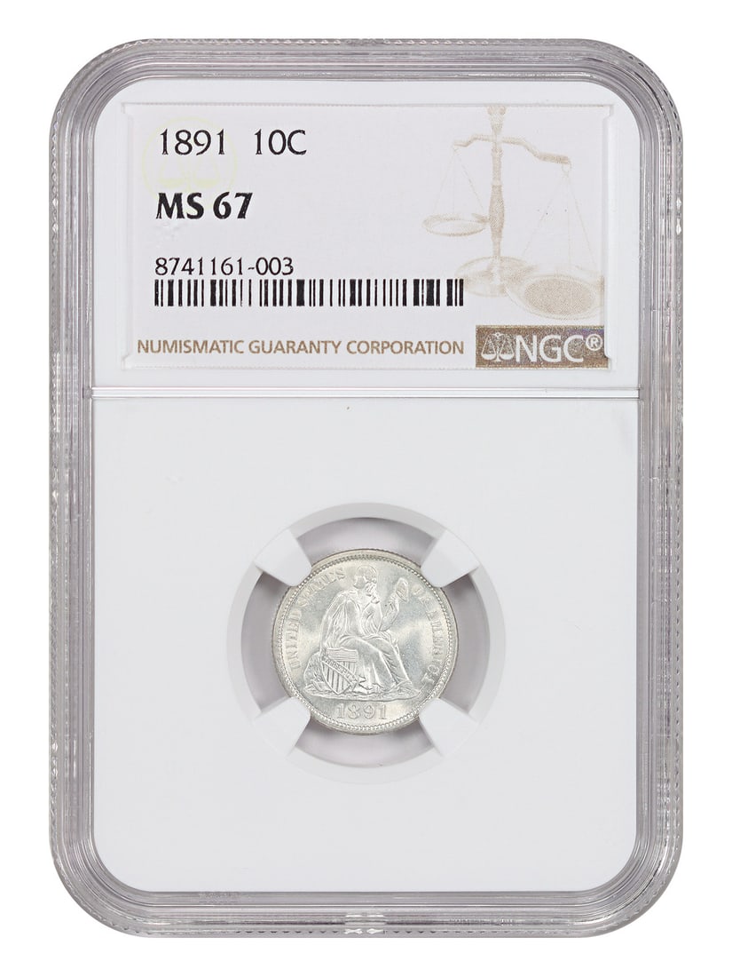 NGC MS67 1891 Liberty Seated Dime Philadelphia 10C Uncirculated (1 of 4)