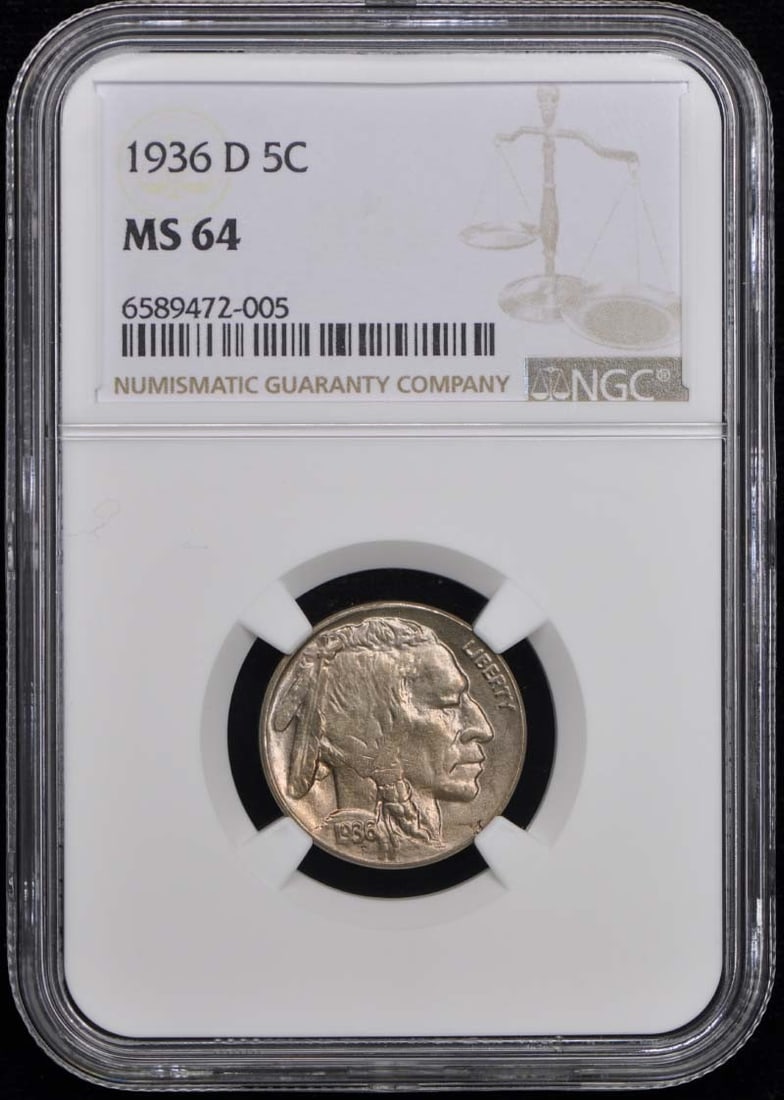 1936-D NGC MS64 Uncirculated Buffalo Nickel Denver Mint (1 of 2)